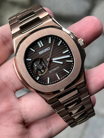 Nautiko | Rose Gold Chocolate Open Movement